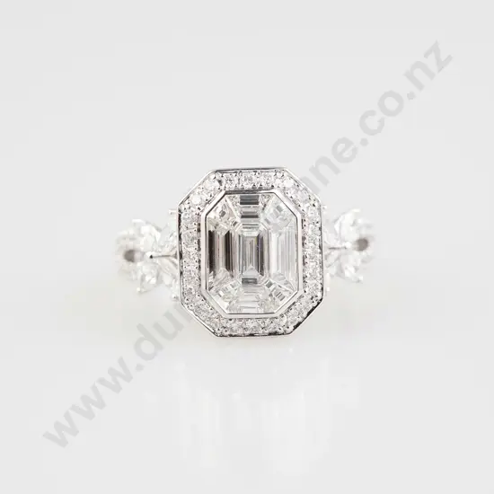 18ct White Gold 55stone Diamond Fancy Cluster Ring