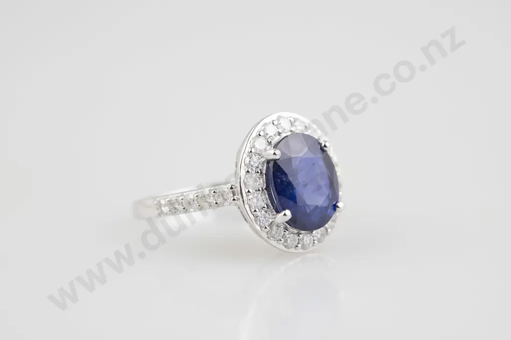 14ct White Gold Sapphire and Diamond Ring Image 1++