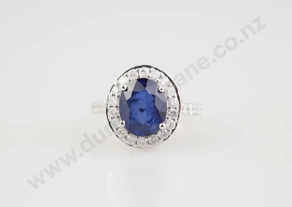 14ct White Gold Sapphire and Diamond Ring Image 1++