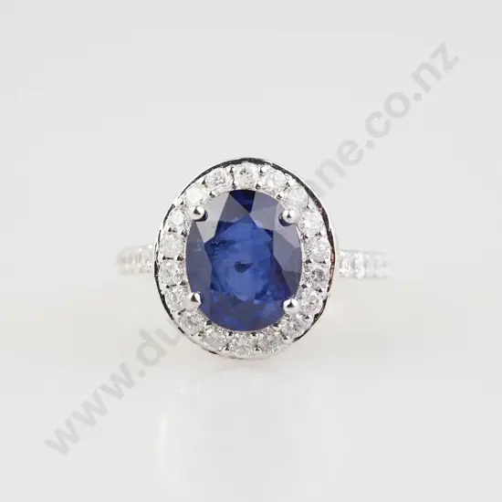 14ct White Gold Sapphire and Diamond Ring