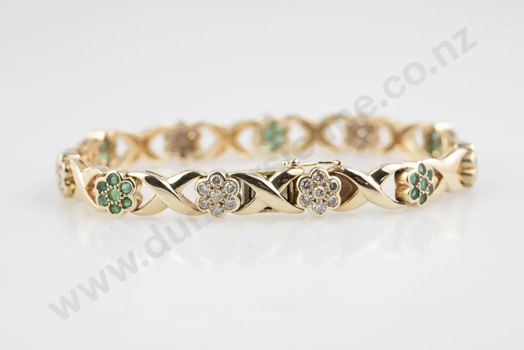 14ct 77stone Emerald and Diamond Bracelet Image 1++