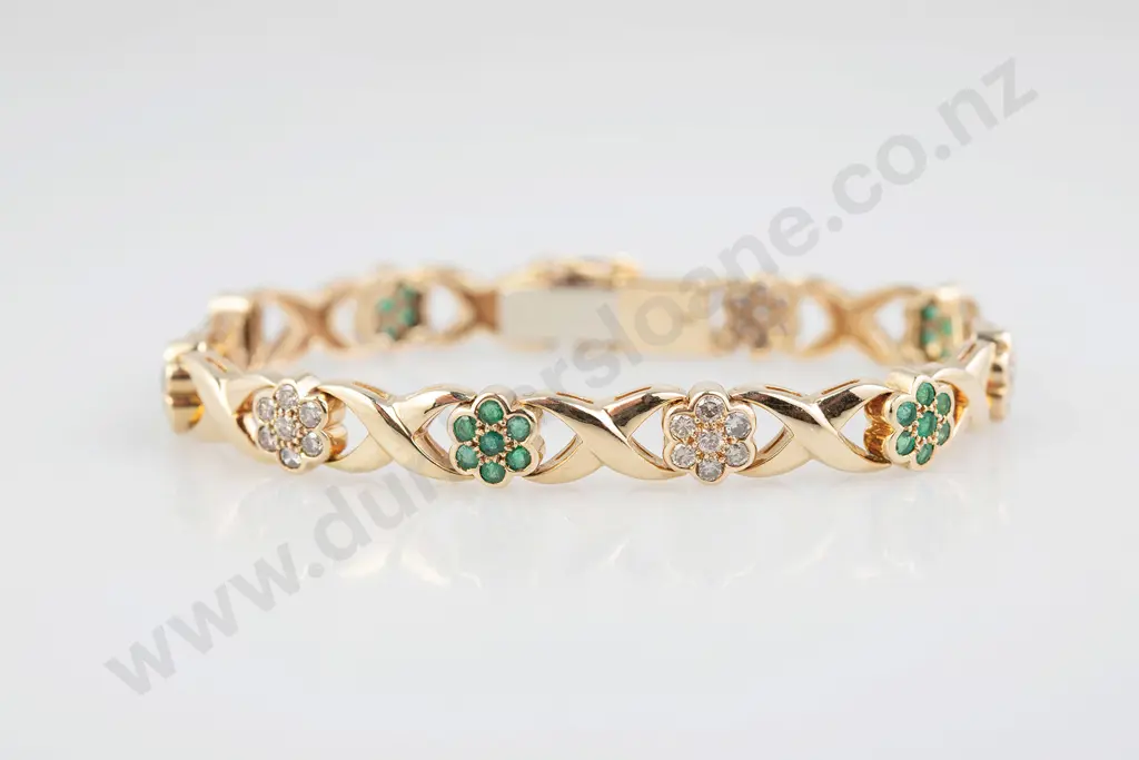 14ct 77stone Emerald and Diamond Bracelet Image 1++