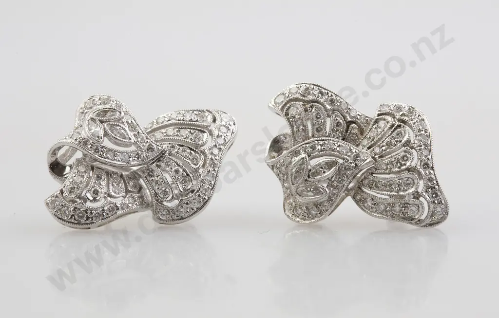 18ct White Gold Diamond Dress Earrings Image 1++
