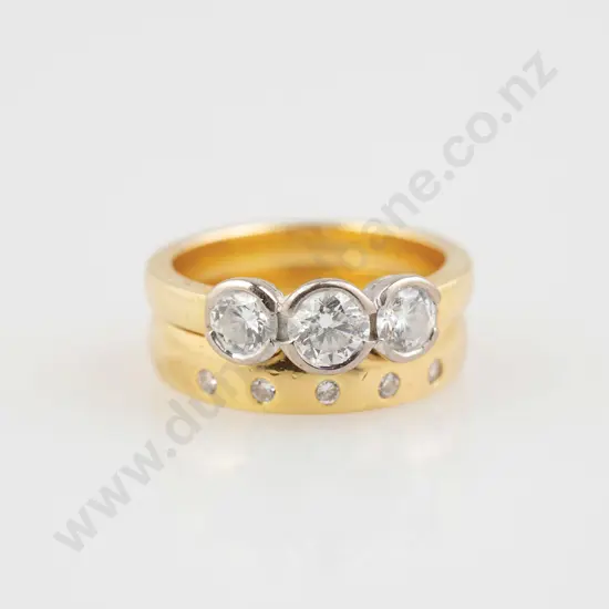 18ct Three Stone Diamond Bridge Ring