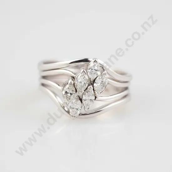 18ct White Gold Modern Six Stone Diamond Ring Trio