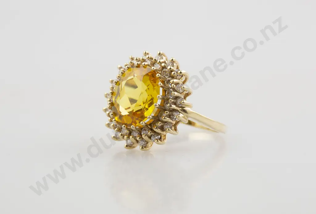 14ct 35stone Citrine and Diamond Cluster Ring Image 1++