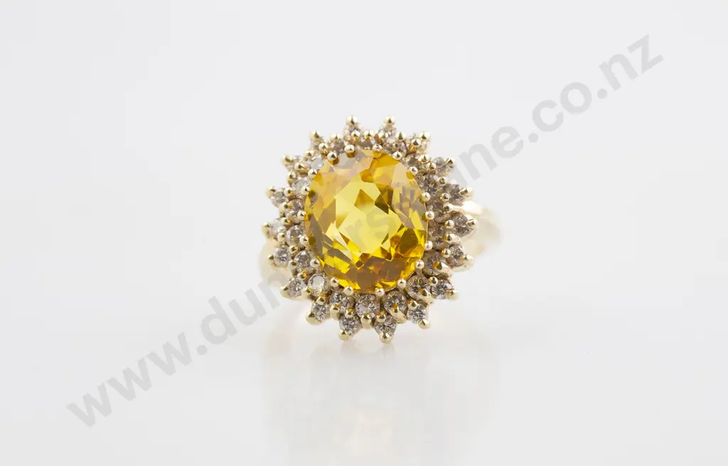 14ct 35stone Citrine and Diamond Cluster Ring Image 1++