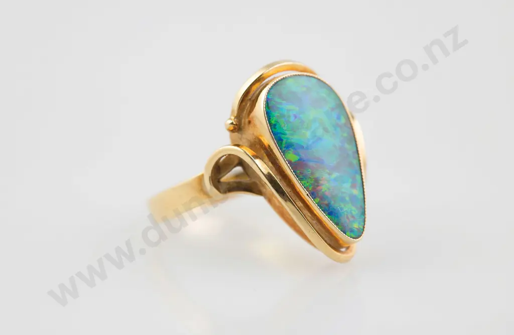 18ct Single Opal Doublet Dress Ring Image 1++
