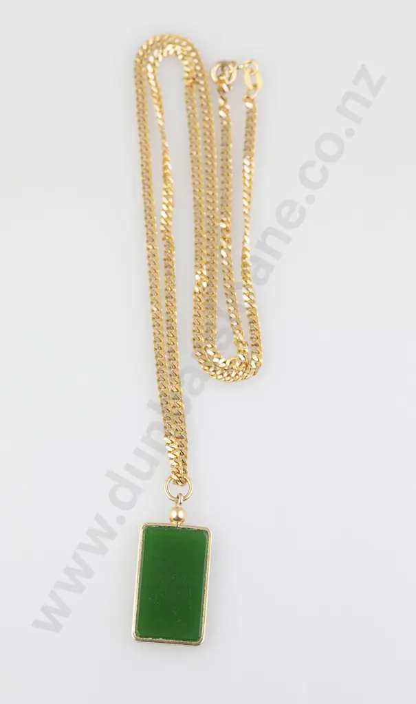 14ct Mounted Chrysoprase Panel Pendant Image 1++