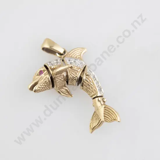 9ct Diamond Articulated Dolphin Pendant
