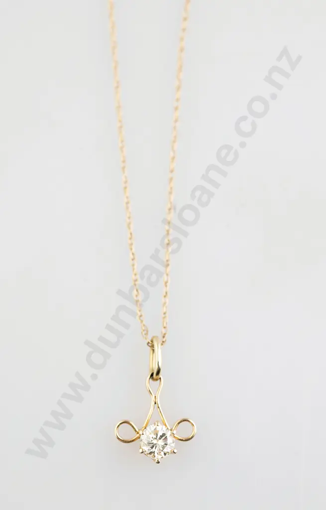 14ct Single Diamond Pendant Image 1++