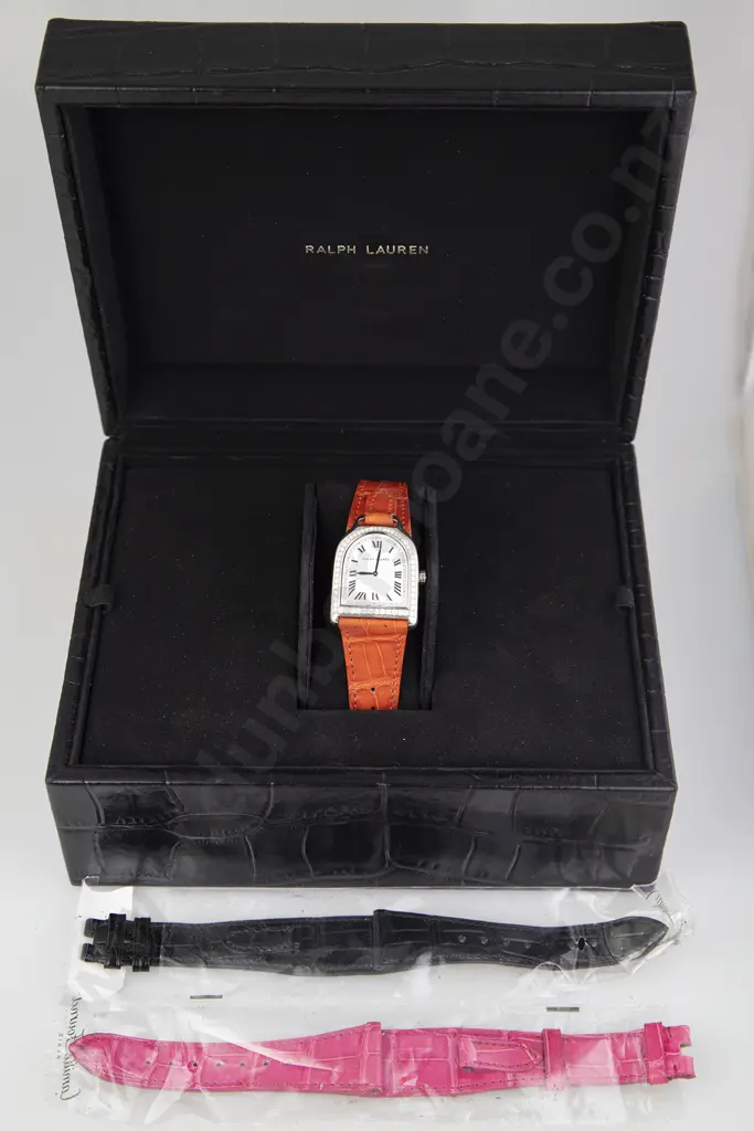 Ralph Lauren 18ct White Gold Diamond Bezel 'Stirrup' Ladies Wrist Watch Image 1++