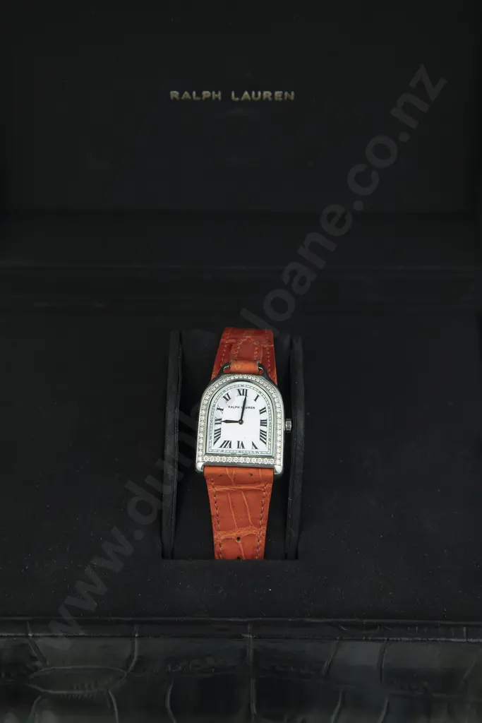 Ralph Lauren 18ct White Gold Diamond Bezel 'Stirrup' Ladies Wrist Watch Image 1++