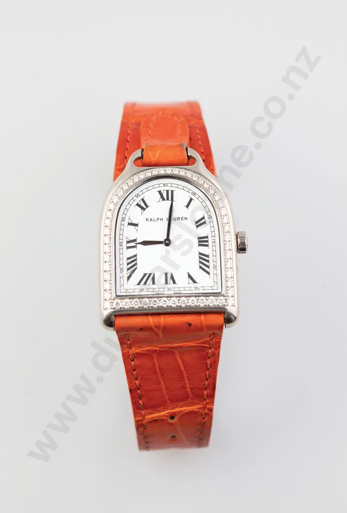 Ralph Lauren 18ct White Gold Diamond Bezel 'Stirrup' Ladies Wrist Watch Image 1++
