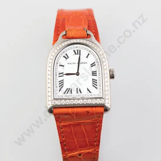 Ralph Lauren 18ct White Gold Diamond Bezel 'Stirrup' Ladies Wrist Watch