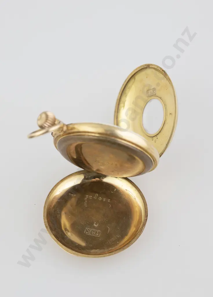 18ct Cased Small Half Hunter Pocket Watch Image 1++