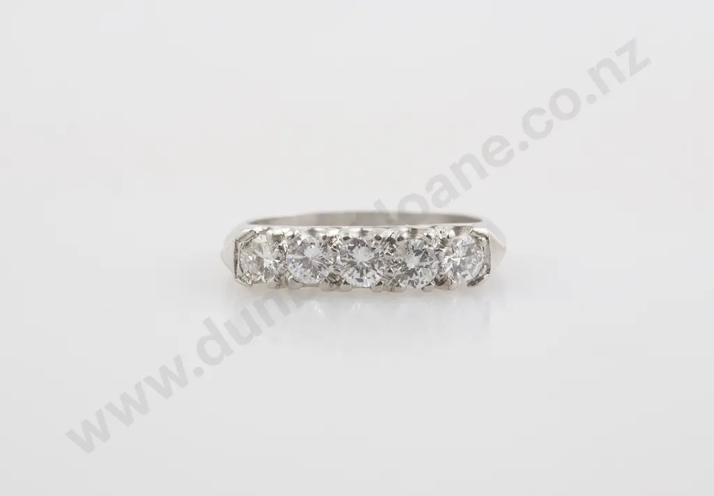 All Platinum Five Stone Diamond Bridge Ring Image 1++