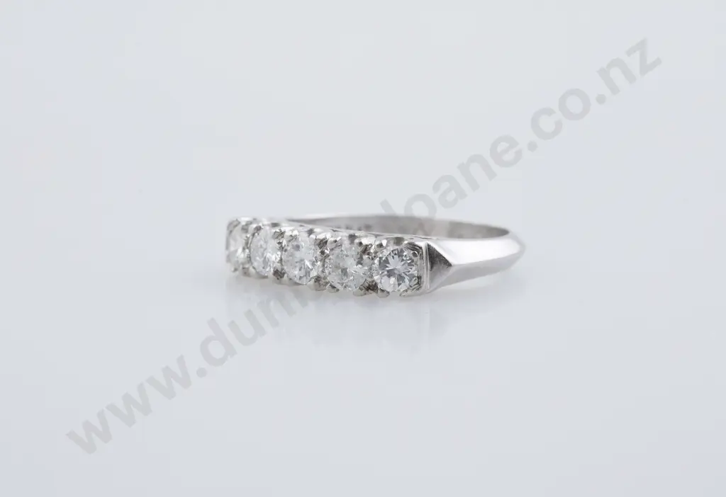 All Platinum Five Stone Diamond Bridge Ring Image 1++