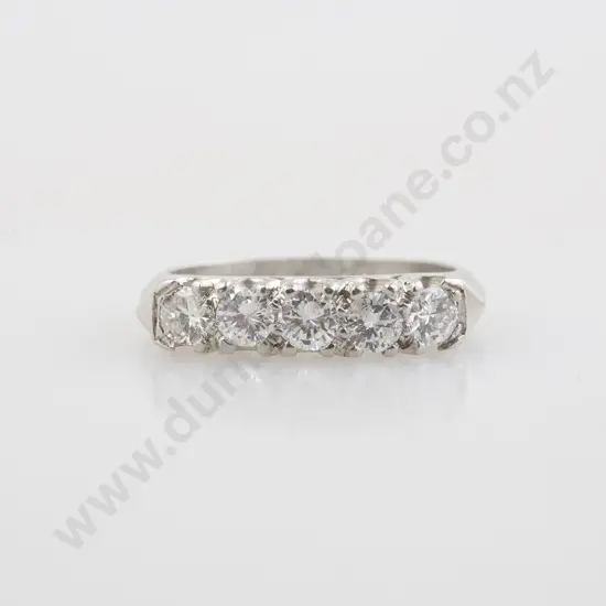 All Platinum Five Stone Diamond Bridge Ring