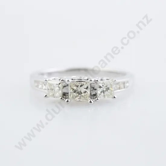 14ct Three Stone Diamond Bridge Ring