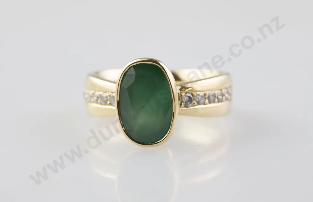 18ct Single Emerald Dress Ring Image 1++