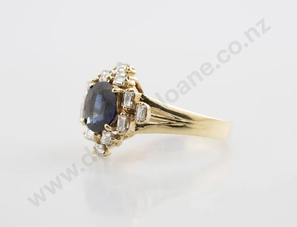 14ct 13stone Sapphire and Diamond Cluster Ring Image 1++