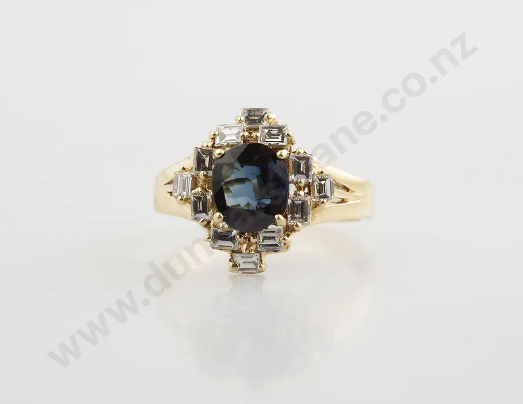 14ct 13stone Sapphire and Diamond Cluster Ring Image 1++