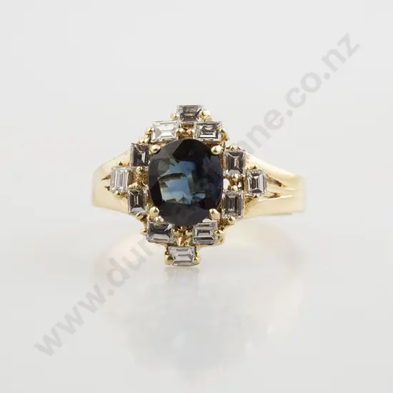 14ct 13stone Sapphire and Diamond Cluster Ring
