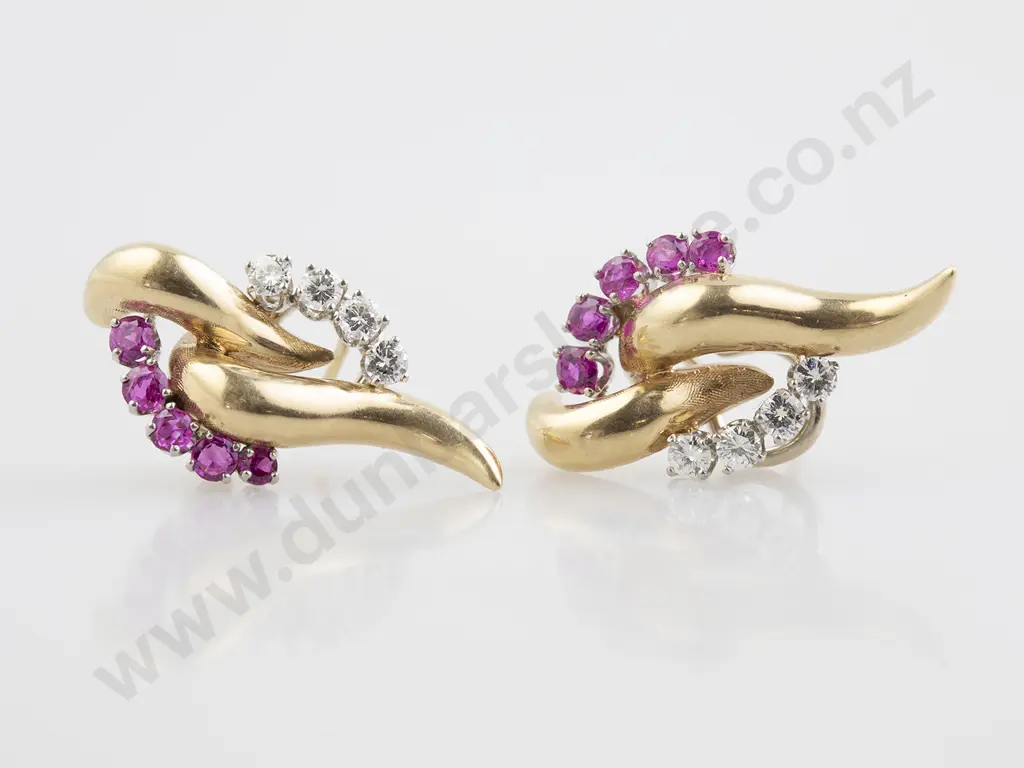 14ct Ruby and Diamond Dress Earrings Image 1++