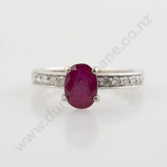 14ct White Gold Single Ruby Ring