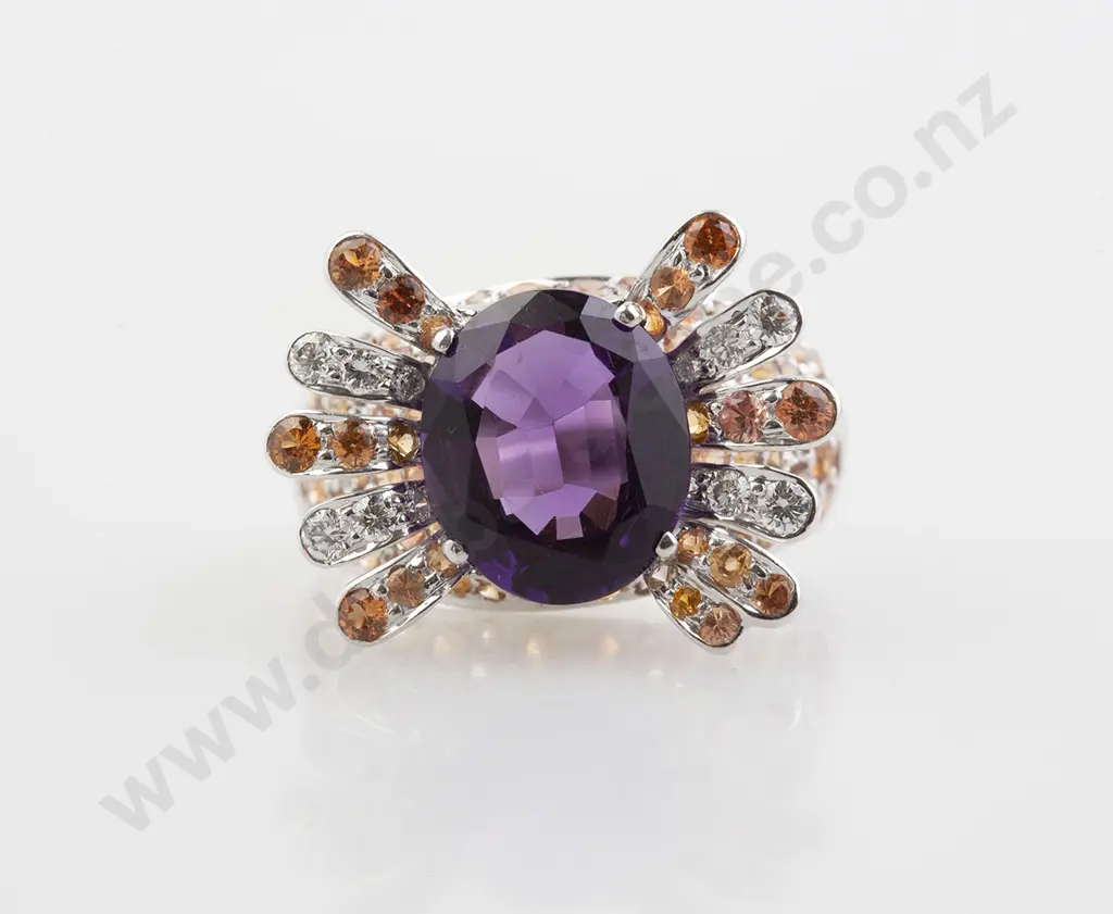 18ct 108stone Amethyst Sapphire and Diamond Dress Ring Image 1++
