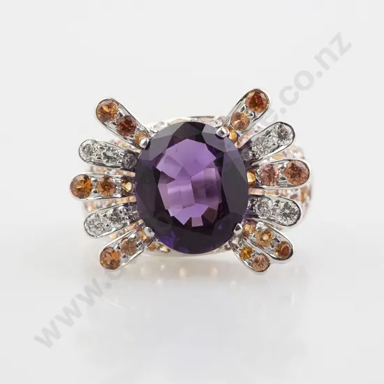 18ct 108stone Amethyst Sapphire and Diamond Dress Ring