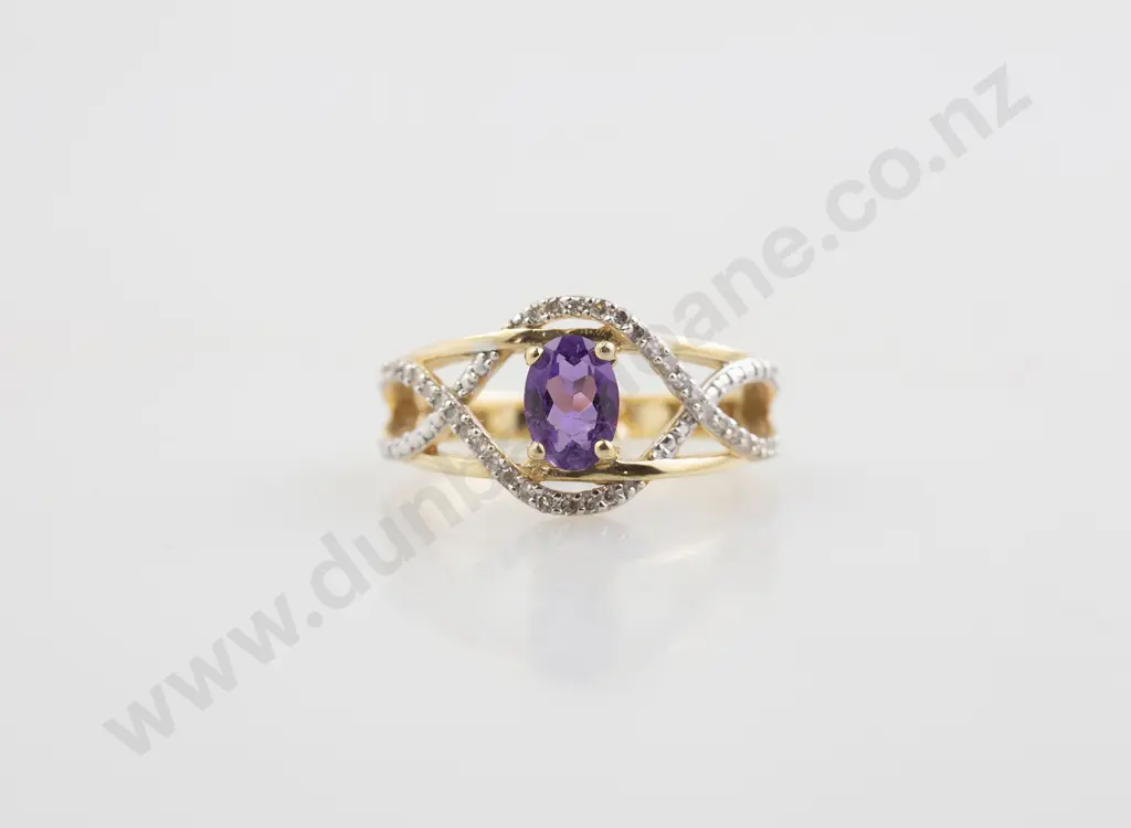 14ct 37stone Amethyst and Diamond Band Ring Image 1++