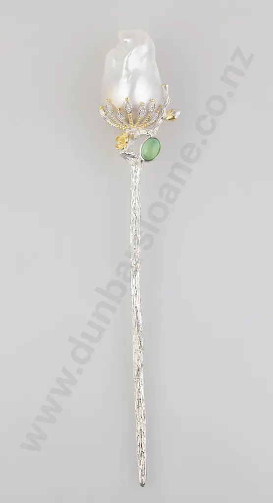 S/S Fancy Large Fresh Water Pearl Hair Pin Image 1++