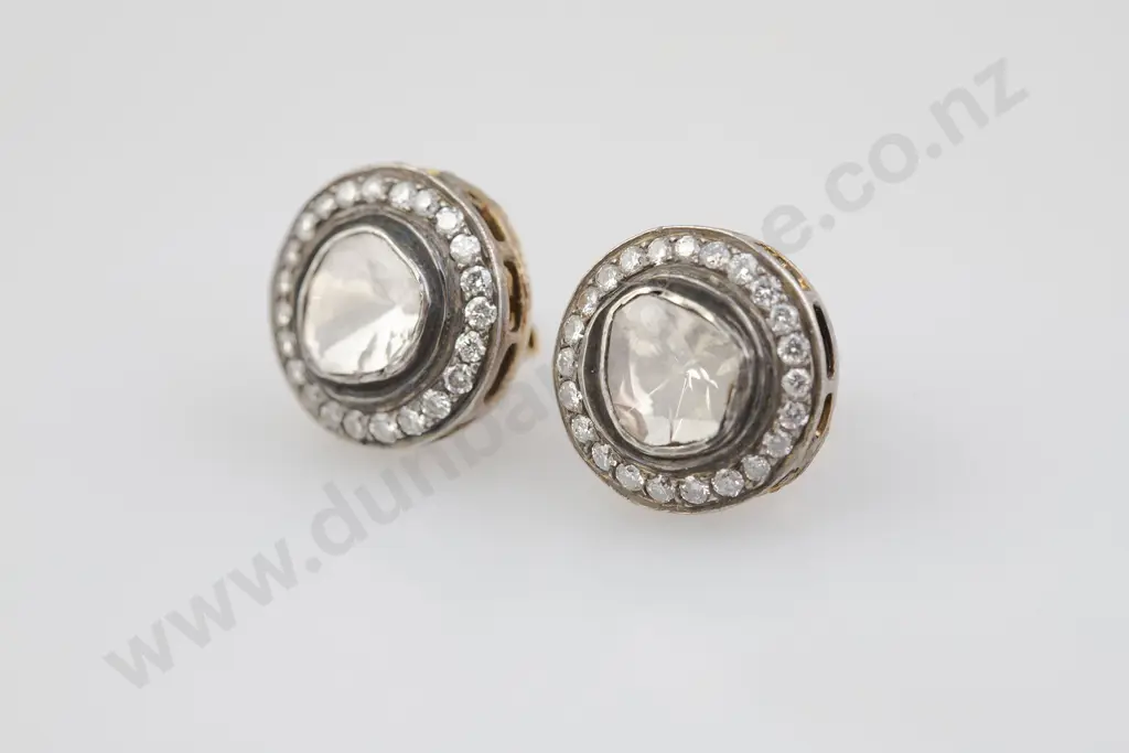 Pair 14ct/9ct and White Metal Diamond Stud Earrings Image 1++