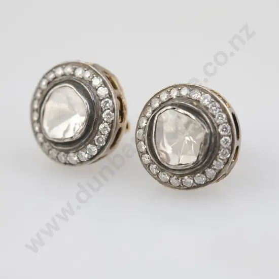 Pair 14ct/9ct and White Metal Diamond Stud Earrings