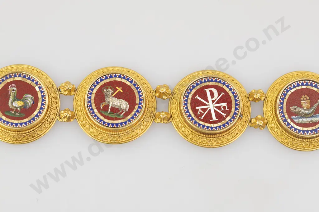 Victorian Grand Tour 18ct Moasic Panel Bracelet Image 1++