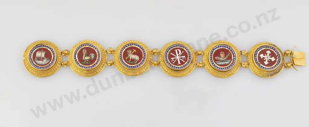 Victorian Grand Tour 18ct Moasic Panel Bracelet Image 1++