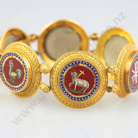 Victorian Grand Tour 18ct Moasic Panel Bracelet