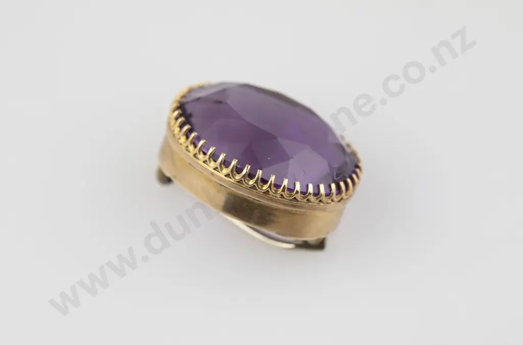 Victorian 9ct SIngle Amethyst Brooch Image 1++