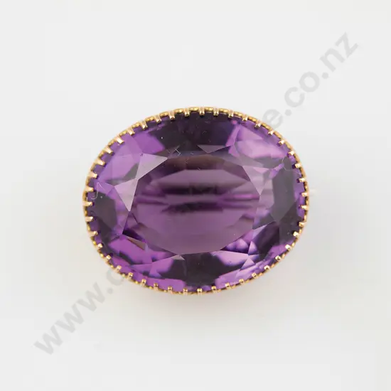 Victorian 9ct SIngle Amethyst Brooch