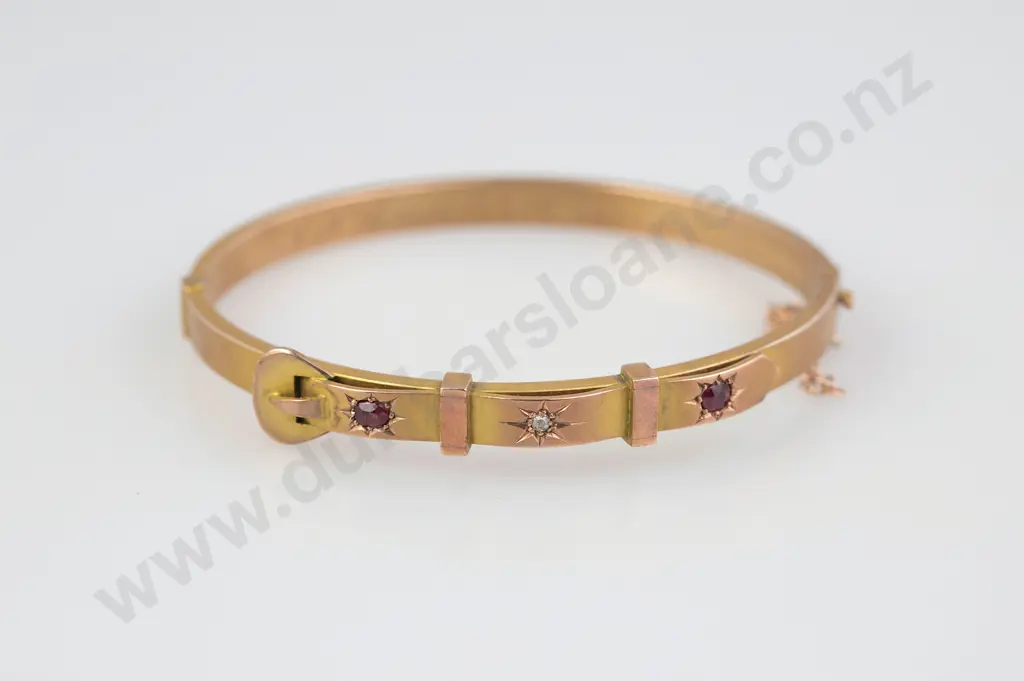 Edwardian 9ct Hinged Snap Bangle Image 1++