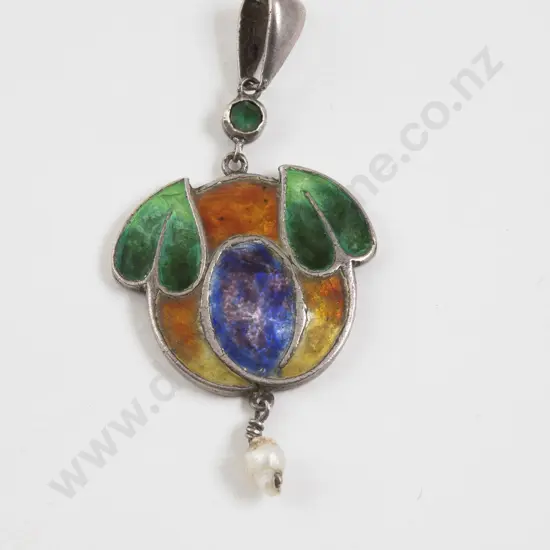 Art Nouveau Silver and Enamel Pendant