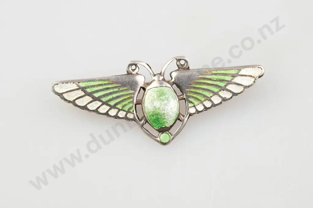 Art Nouveau Silver and Enamel Brooch Image 1++