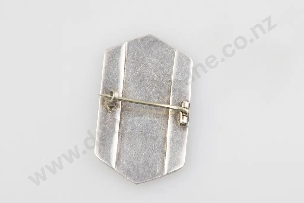 Art Nouveau White Metal and Enamel Brooch Image 1++