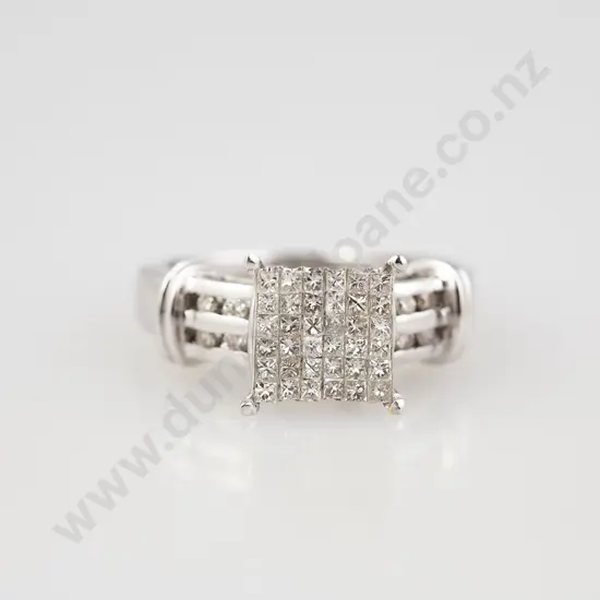 14ct White Gold 44stone Diamond Cluster Ring