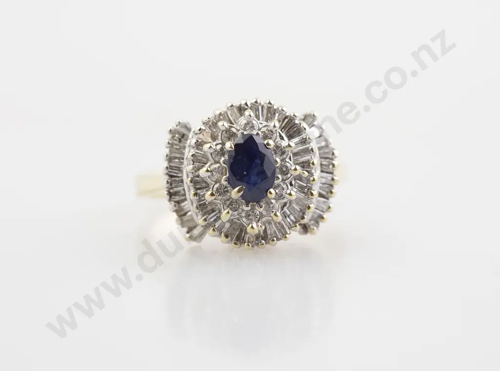 14ct 63stone Sapphire and Diamond Cluster Ring Image 1++