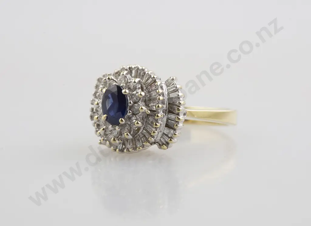 14ct 63stone Sapphire and Diamond Cluster Ring Image 1++