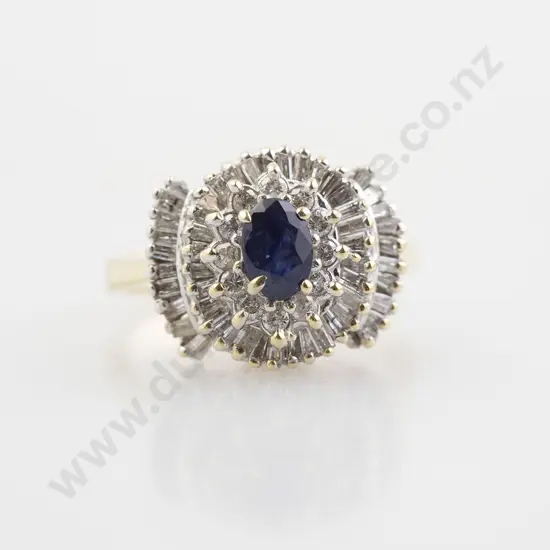 14ct 63stone Sapphire and Diamond Cluster Ring
