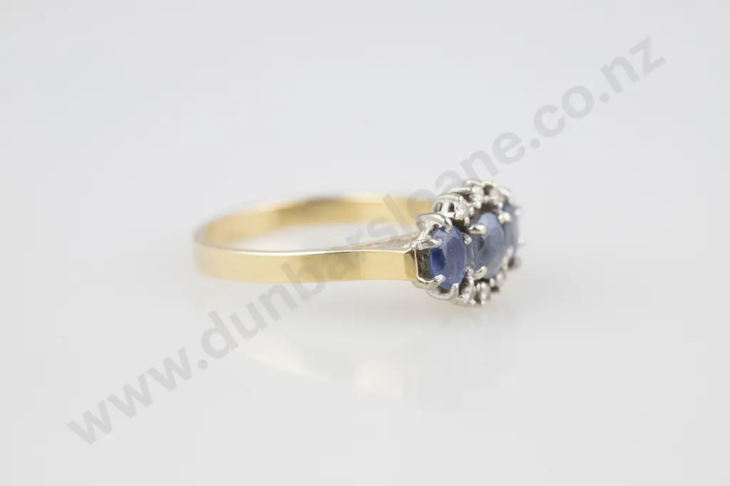 9ct Nine Stone Sapphire and Diamond Ring Image 1++